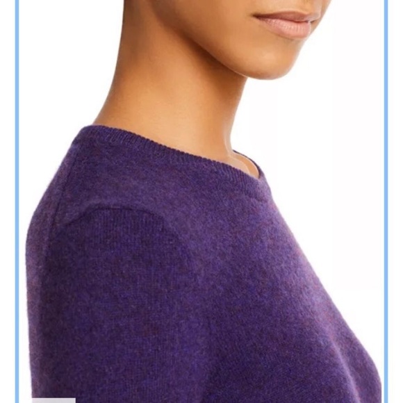 Classic C by Bloomingdale's Cashmere Crewneck Sweater 100% Cashmere Dark Purple - Picture 6 of 8